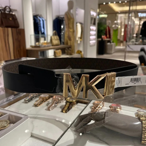 Reversible Logo and Leather Waist Belt Brown/Black S/M - Picture 2 of 4